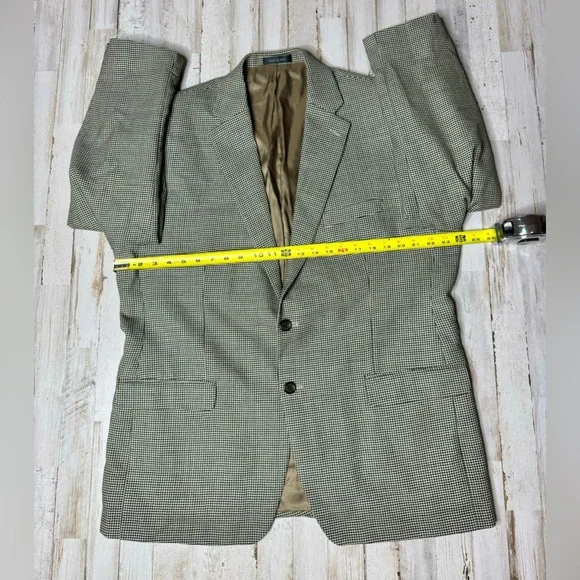 Ralph Lauren Mens Blazer 46R Green Wool Sport Houndstooth - Picture 4 of 12